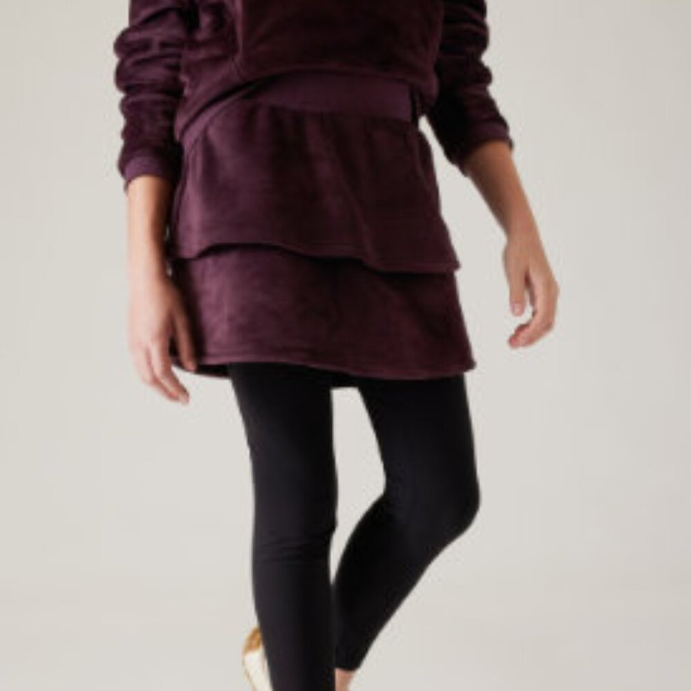 Athleta Girl Plum Velvet Skort Tiered Ruffle Mini Skirt Size 7/8 years